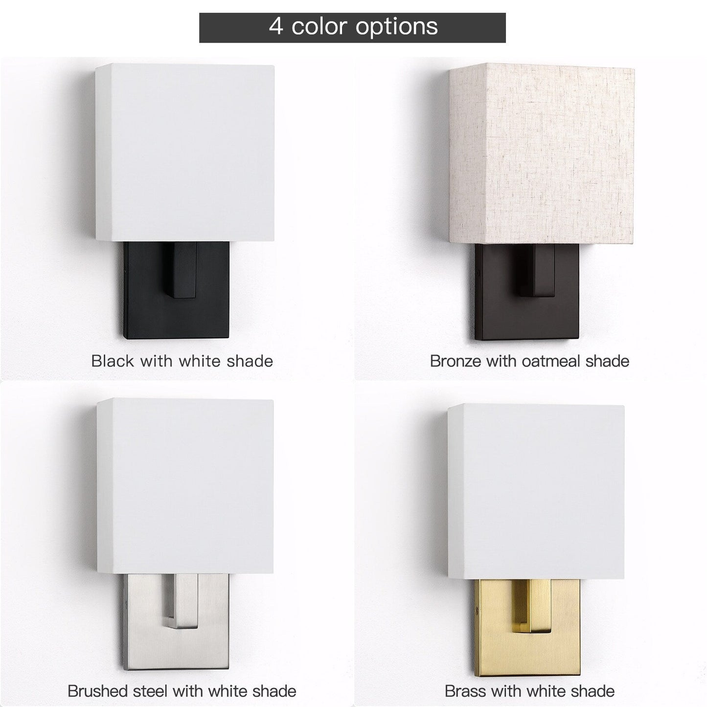 Applique da parete in bronzo scuro da 12 pollici di altezza con paralume in tessuto color avena