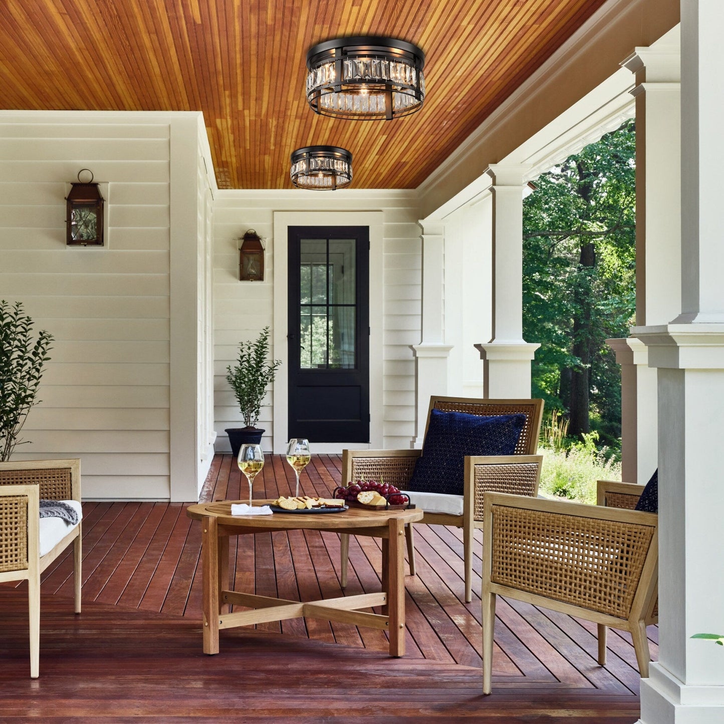 13.3 Lampadario moderno a 3 luci in cristallo nero da incasso per corridoio