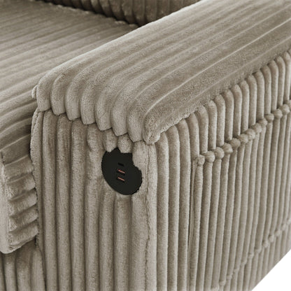 Divano a 4 posti in velluto a coste 133 con porte USB, portabicchieri ribaltabili e spazio nascosto