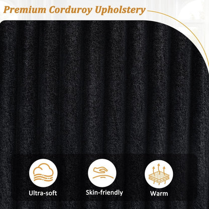 Divano moderno in velluto a coste a 4 posti 133 con porte USB e portabicchieri ribaltabili