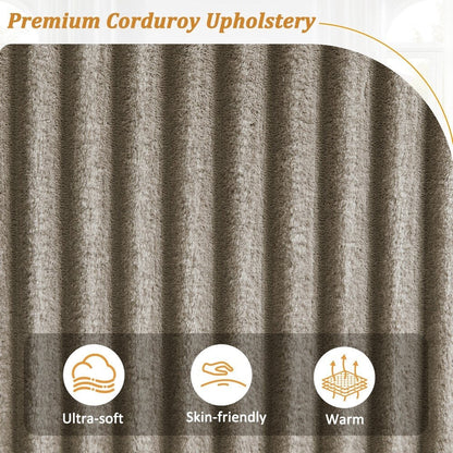 Divano moderno in velluto a coste a 4 posti 133 con porte USB e portabicchieri ribaltabili