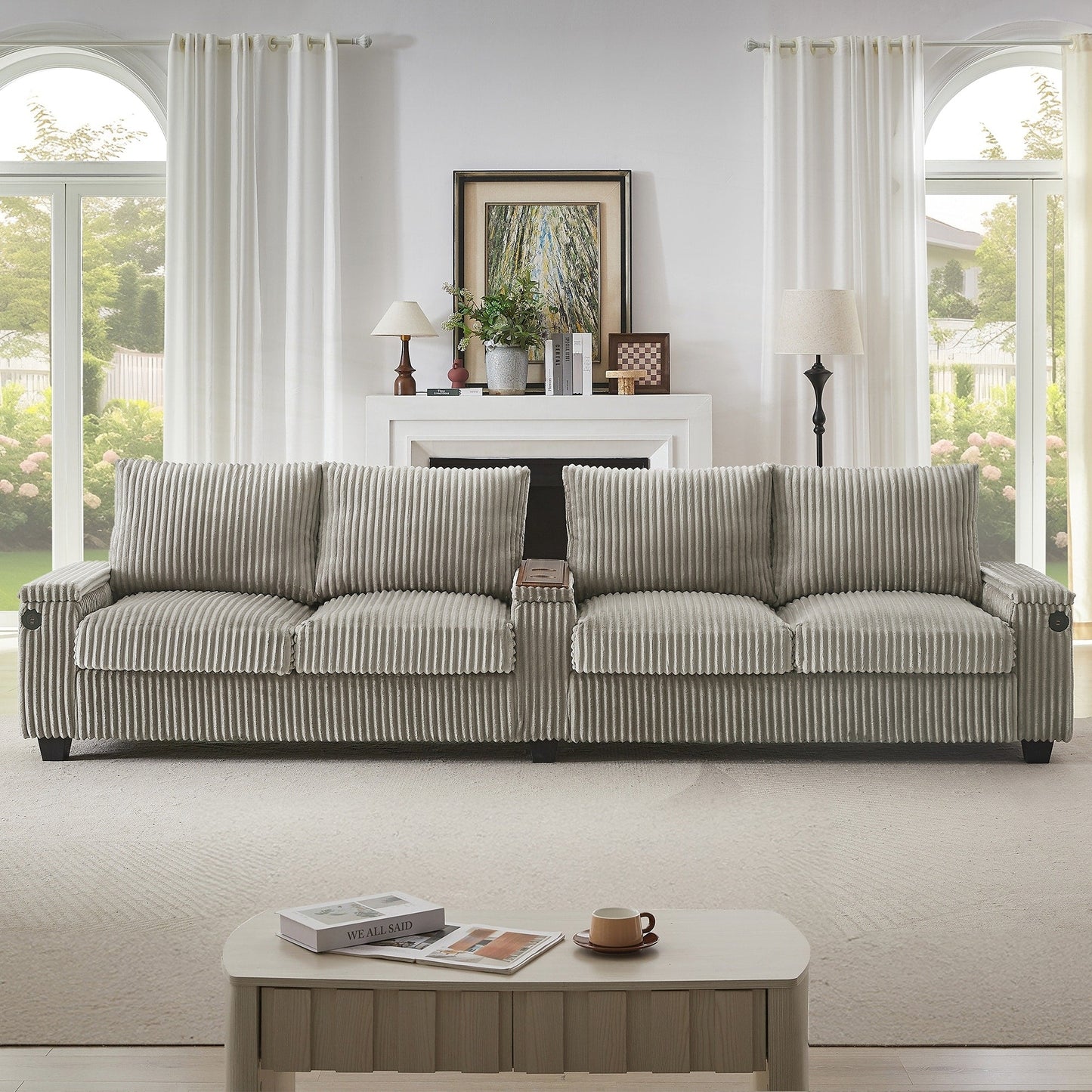 Divano in velluto a coste da 133 pollici a 4 posti