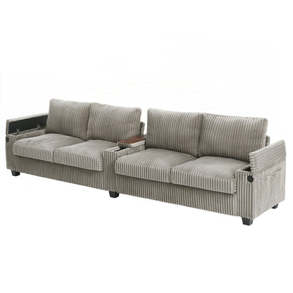 Divano in velluto a coste da 133 pollici a 4 posti