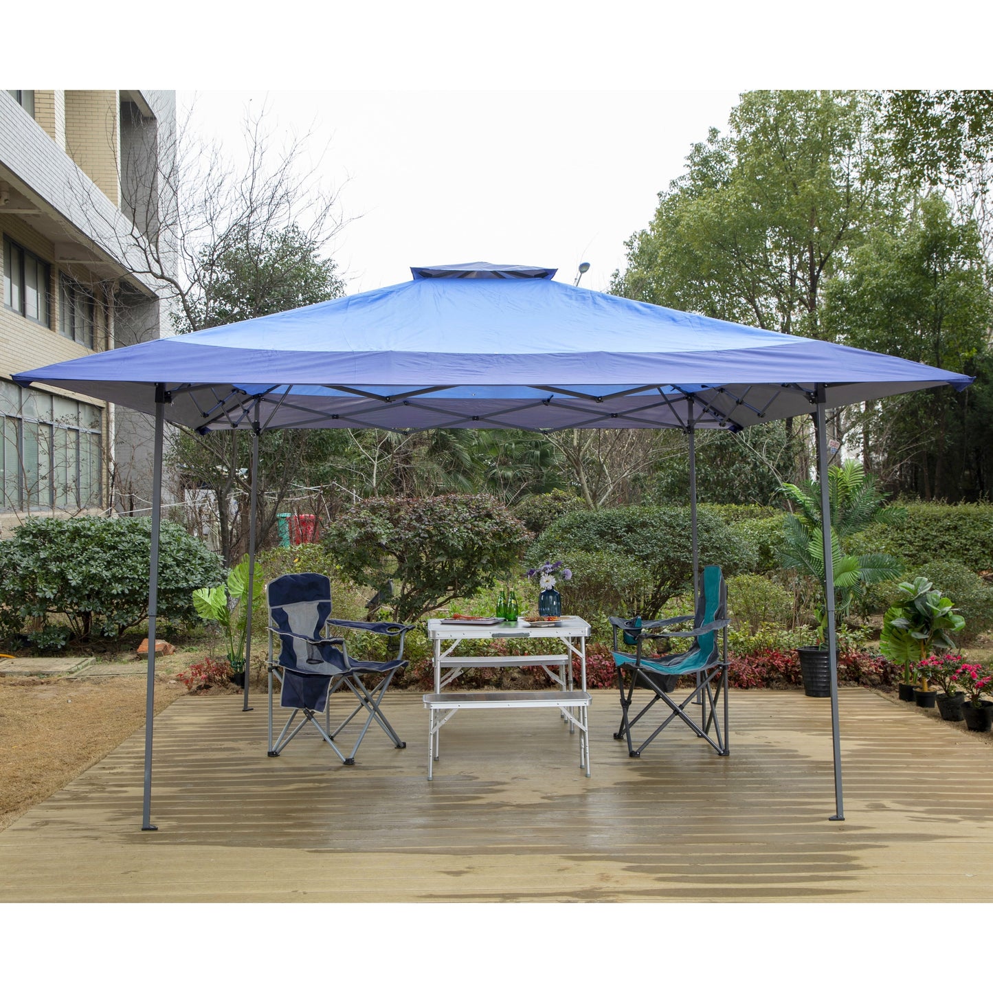 Gazebo da giardino rinforzato con baldacchino pop-up da esterno 13' x 13' con elegante tenda angolare - 13x13 piedi