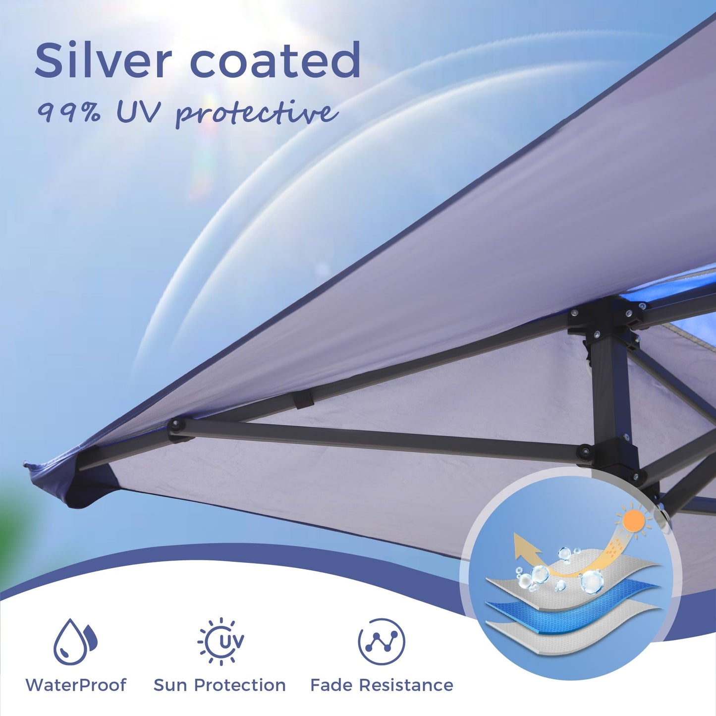 Gazebo da giardino rinforzato con baldacchino pop-up da esterno 13' x 13' con elegante tenda angolare - 13x13 piedi