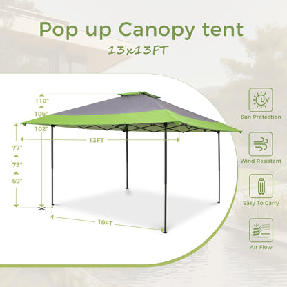 Gazebo da giardino rinforzato con baldacchino pop-up da esterno 13' x 13' con elegante tenda angolare - 13x13 piedi