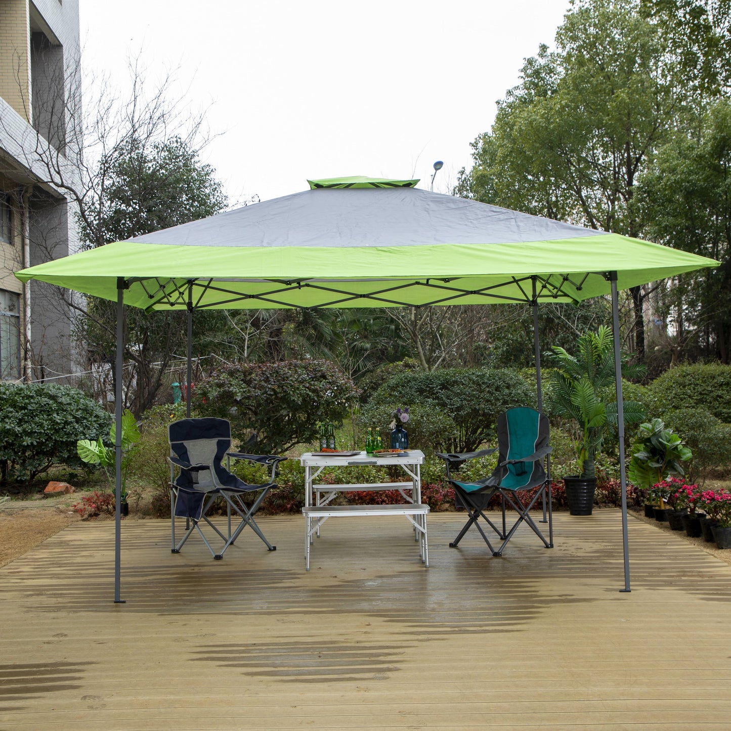 Gazebo da giardino rinforzato con baldacchino pop-up da esterno 13' x 13' con elegante tenda angolare - 13x13 piedi
