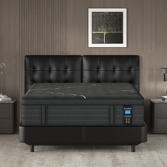 Materasso ibrido Slecofom Euro Top extra rigido da 14 pollici, nero