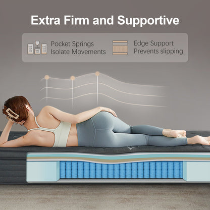 Materasso ibrido Slecofom Euro Top extra rigido da 14 pollici, nero