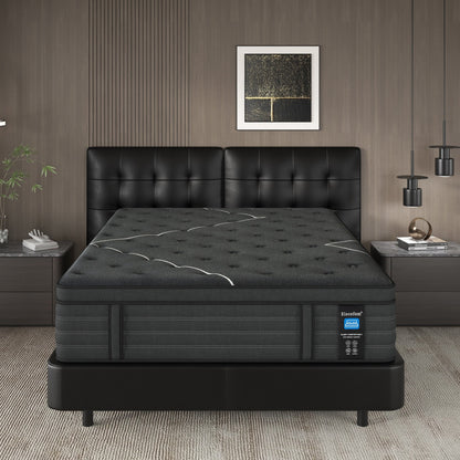 Materasso ibrido Slecofom Euro Top extra rigido da 14 pollici, nero