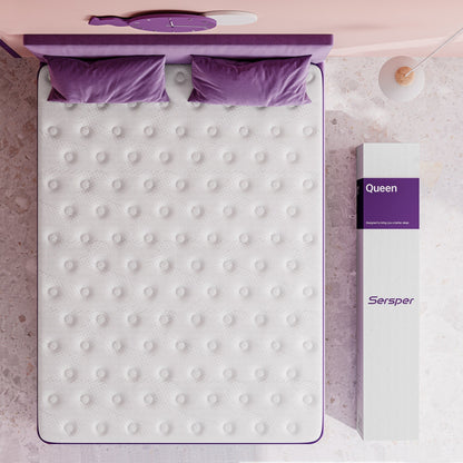 Materasso ibrido da 14 pollici per letto matrimoniale e king size con pillow top, supporto per bordi a molle, traspirante e delicato sulla pelle, basso trasferimento del movimento