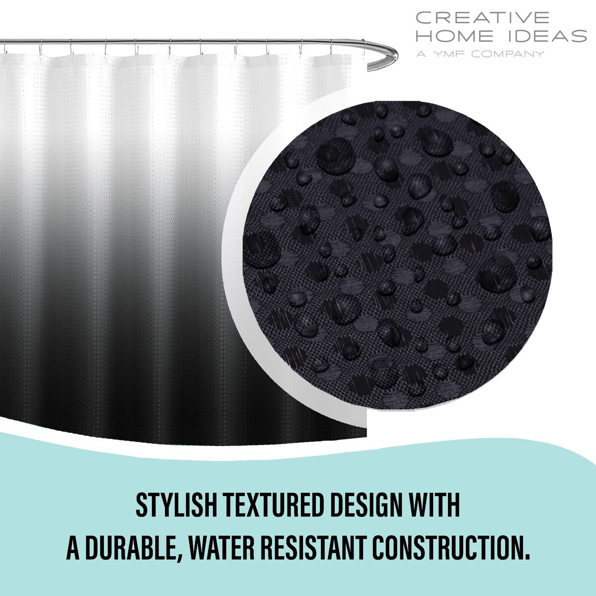 Set da bagno/doccia da 14 pezzi - Tenda da doccia sfumata, ganci e rivestimento in PEVA