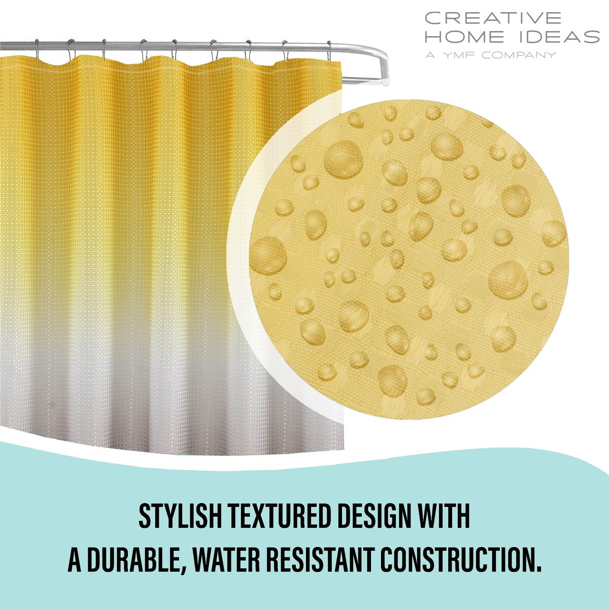 Set da bagno/doccia da 14 pezzi - Tenda da doccia sfumata, ganci e rivestimento in PEVA