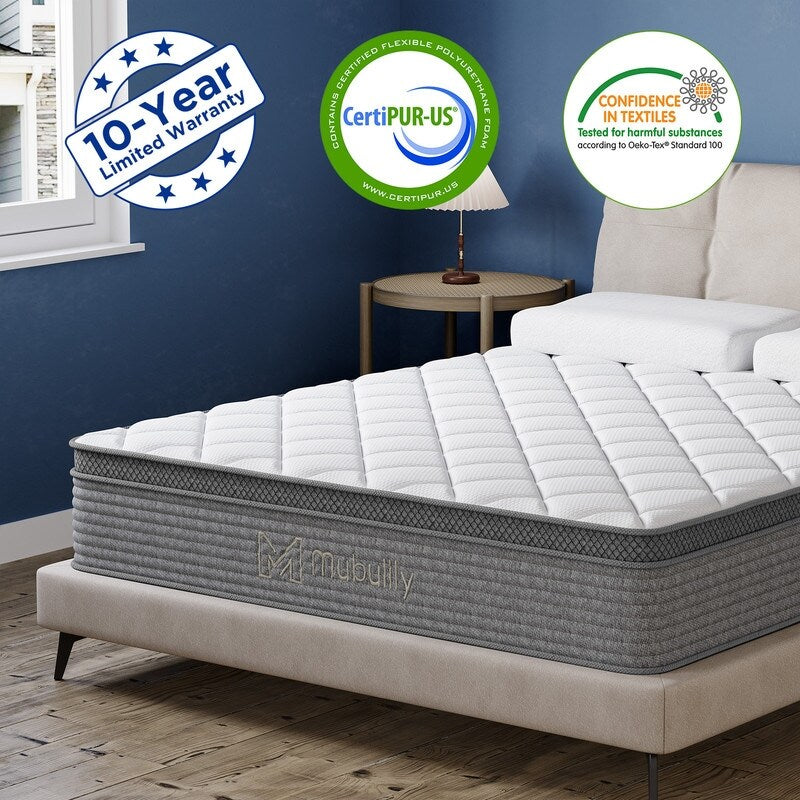 Materasso in memory foam con gel rinfrescante da 14 pollici, con molle insacchettate singolarmente e isolamento del movimento, per alleviare il mal di schiena e rinfrescare