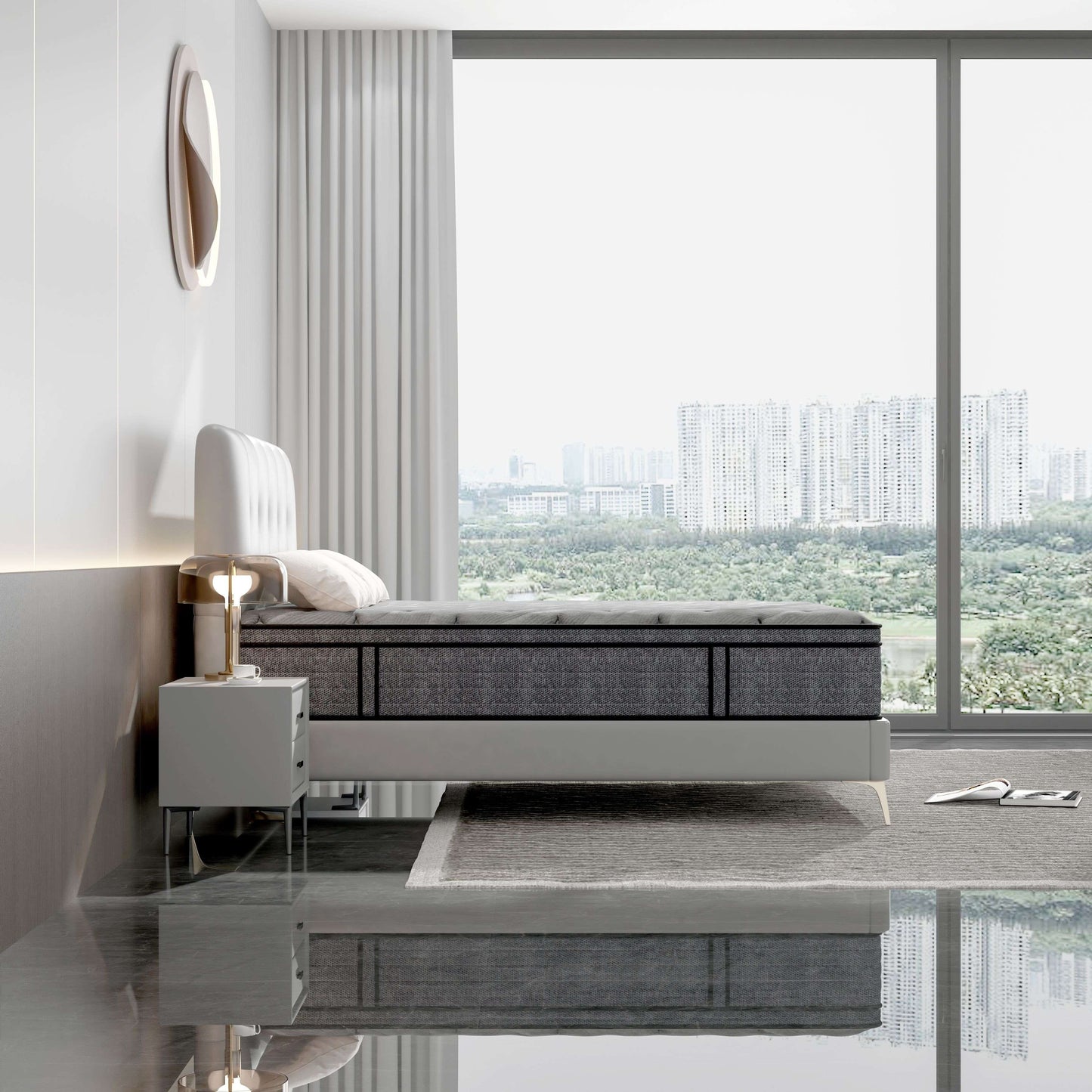 Materasso ibrido medio Euro Top da 14 pollici, materasso in memory foam in una scatola