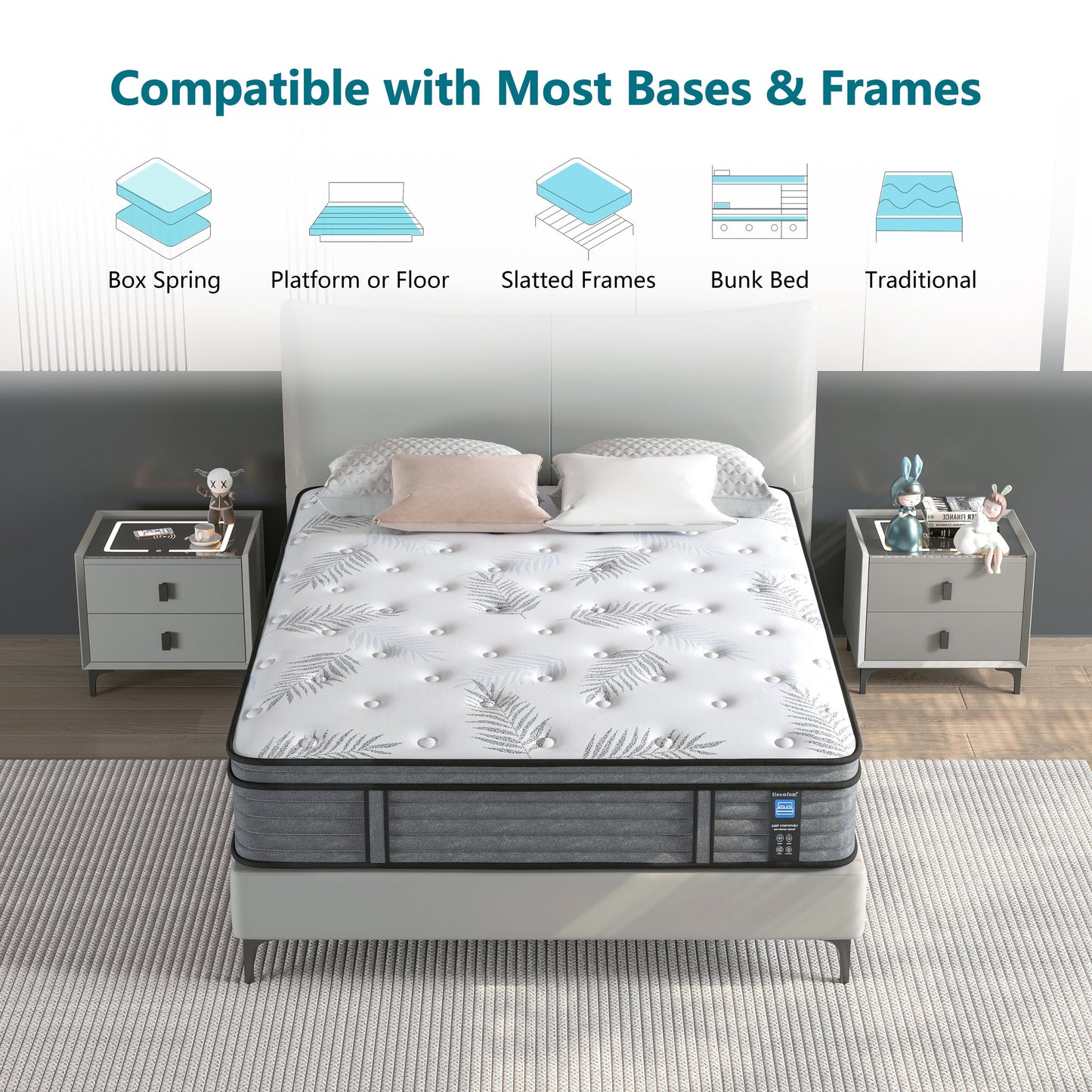 Materasso ibrido in memory foam Cool Gel da 14 pollici, formato singolo, in una scatola per piccole camere da letto