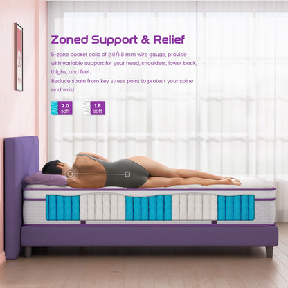 Materasso ibrido in memory foam gel da 14 pollici in una scatola