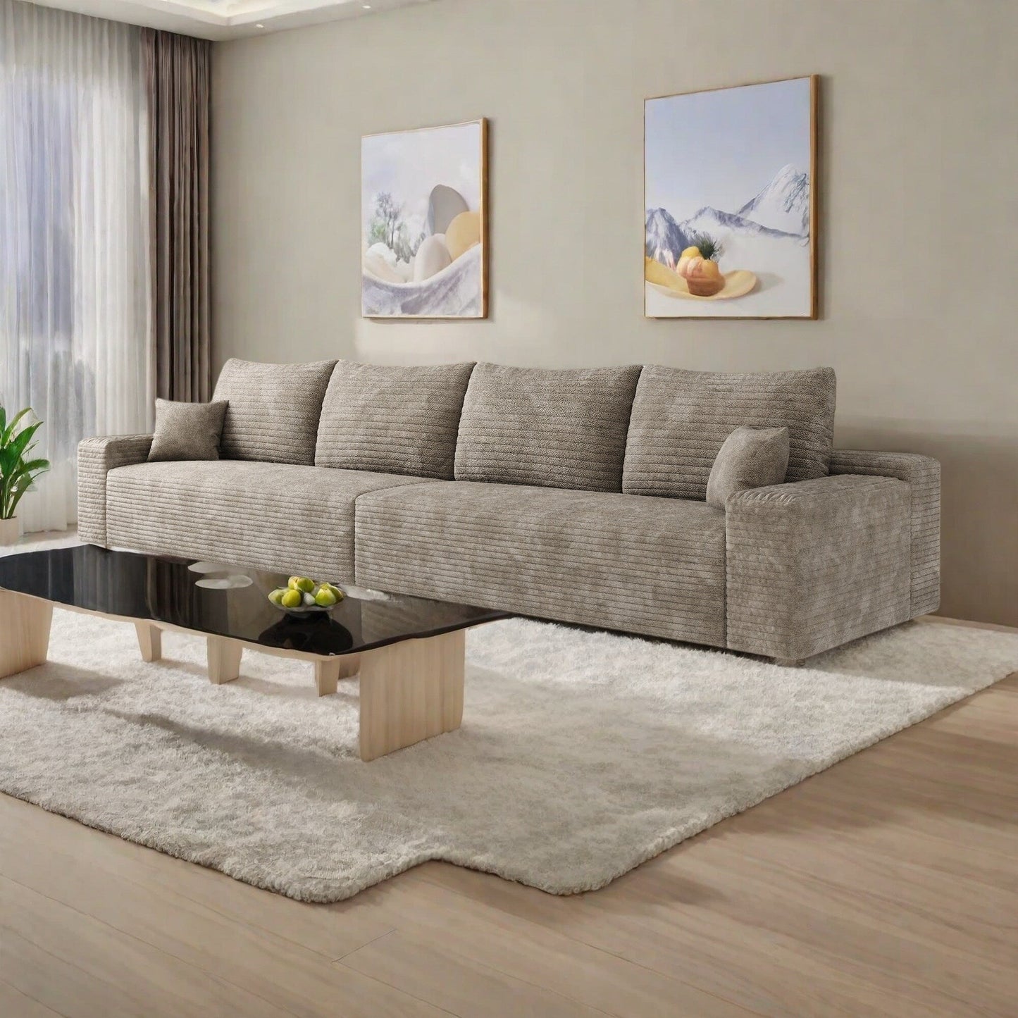 Divano a 5 posti 140Foam - Divano a nuvola in velluto a coste con poltrona reclinabile e schiuma ad alta resilienza