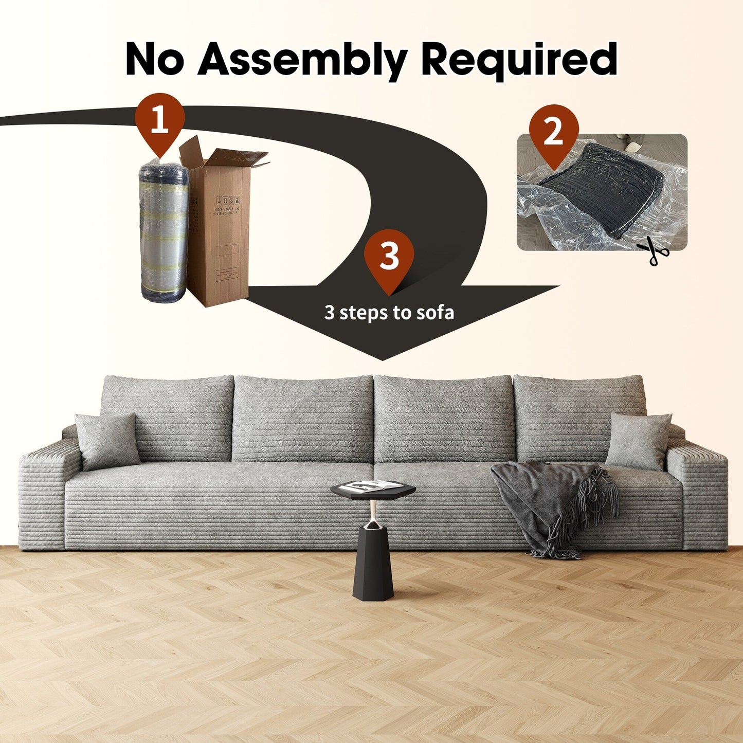 Divano a 5 posti 140Foam - Divano a nuvola in velluto a coste con poltrona reclinabile e schiuma ad alta resilienza