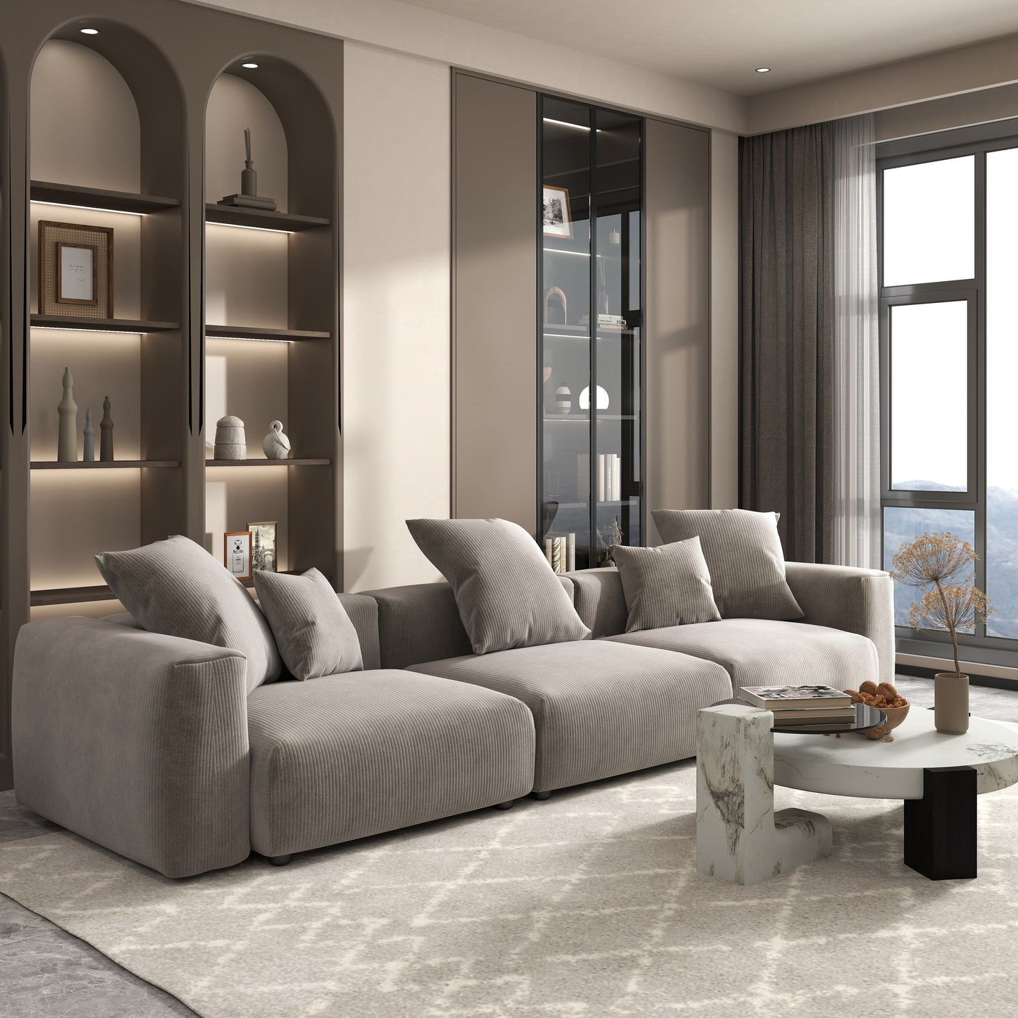 142 Divano componibile contemporaneo in velluto a coste Divano classico profondo