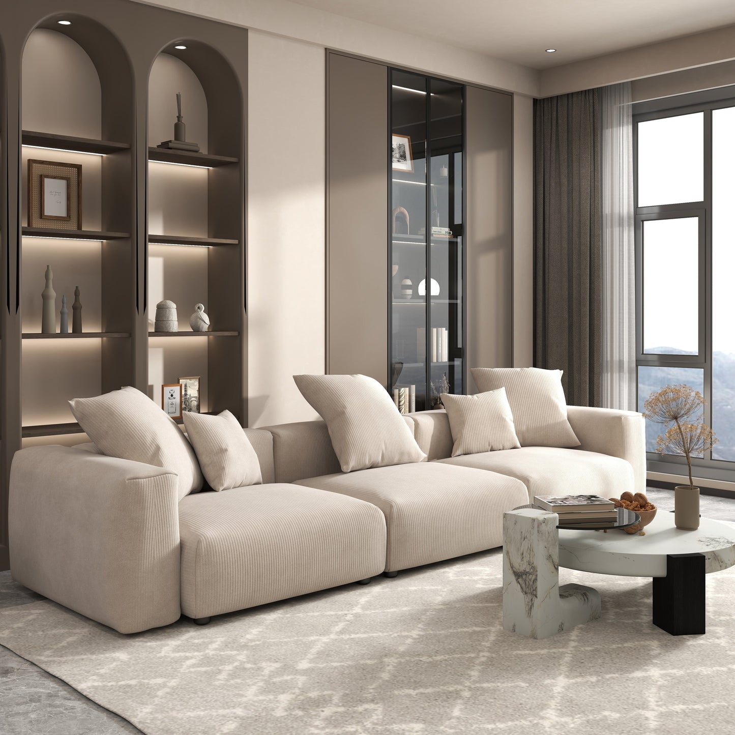 142 Divano componibile contemporaneo in velluto a coste Divano classico profondo