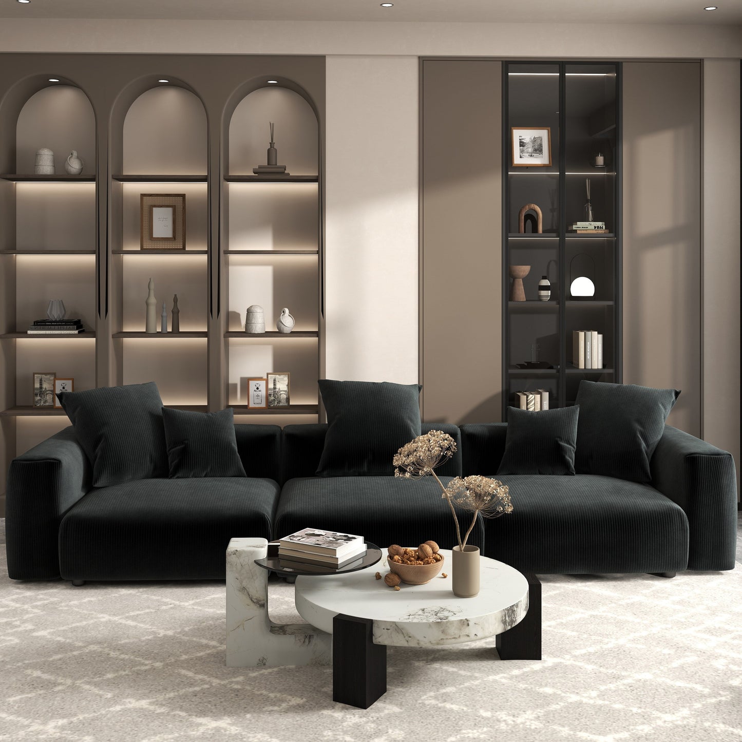 142 Divano componibile contemporaneo in velluto a coste Divano classico profondo