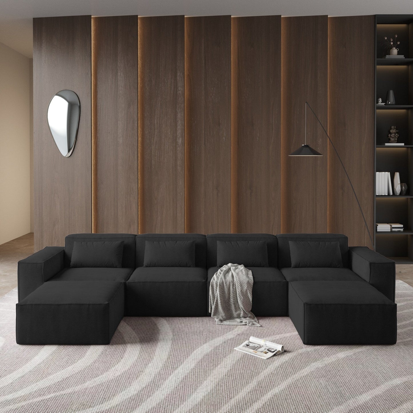 Divano componibile modulare a forma di U da 149, divano imbottito a 6 posti, combinazione libera