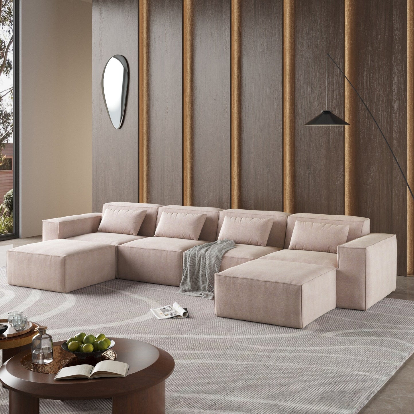 Divano componibile modulare a forma di U da 149, divano imbottito a 6 posti, combinazione libera