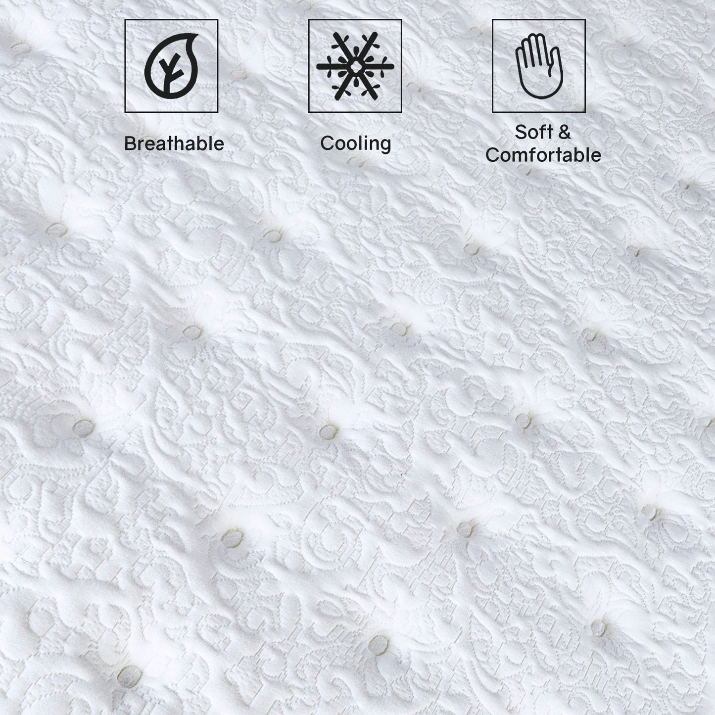 Materasso ibrido di lusso rivestito in schiuma da 14, forte supporto dei bordi, schiuma ad alta densità, 2 soffici trapunte superiori, nero