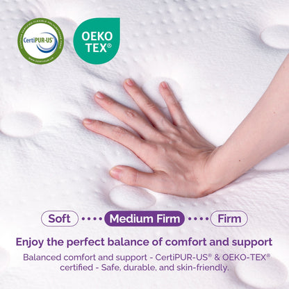 Materasso Pillow Top 14 Medium Firm - Schiuma di carbone di bambù, supporto a 5 zone, certificato CertiPUR-US?