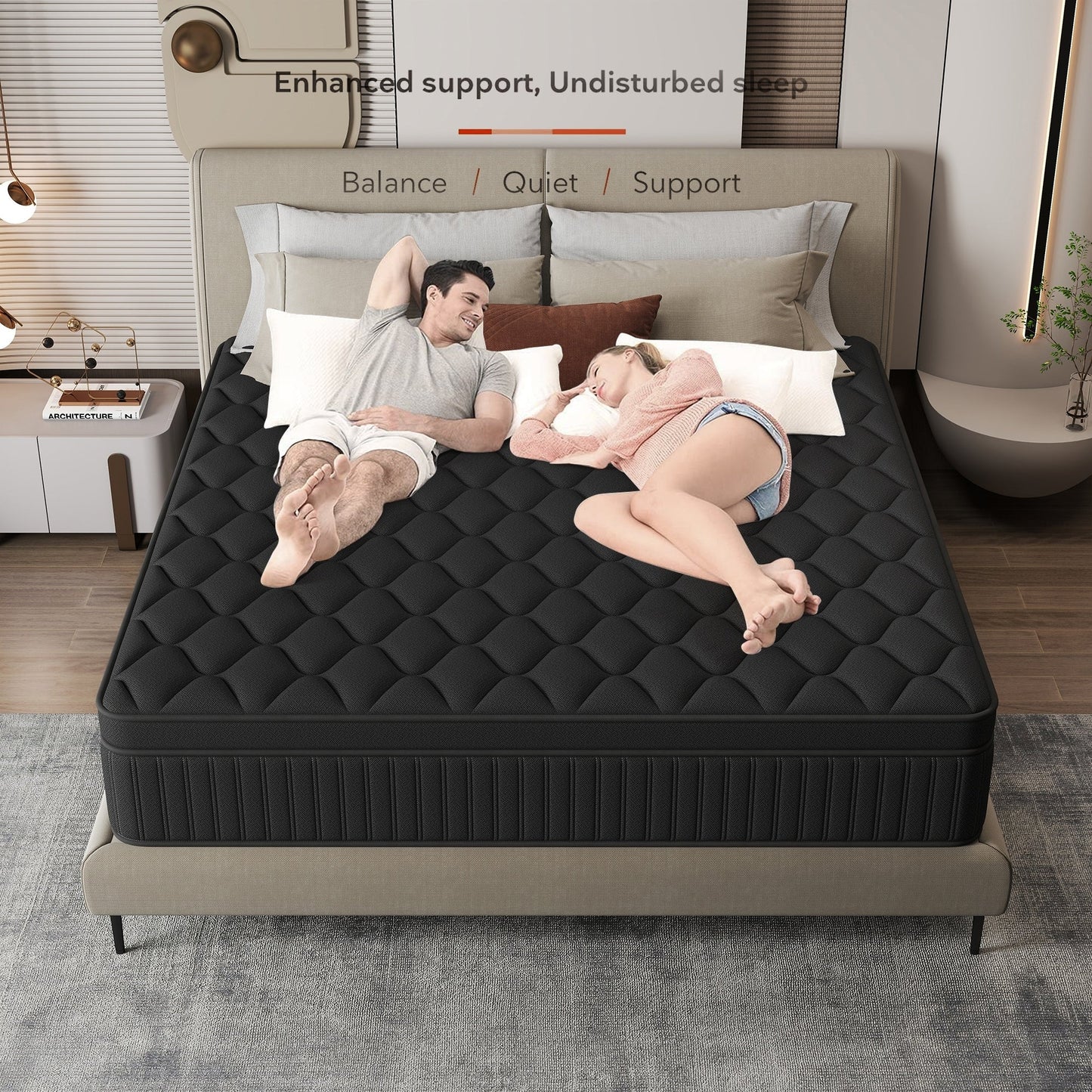 Materasso ibrido a molle insacchettate medie da 14 pollici in una scatola