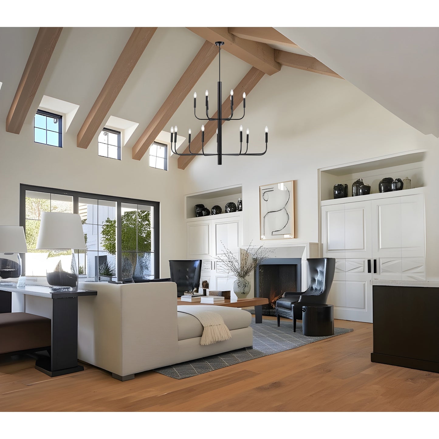 Lampadario minimalista a 15 luci, design antico a 2 livelli - 48