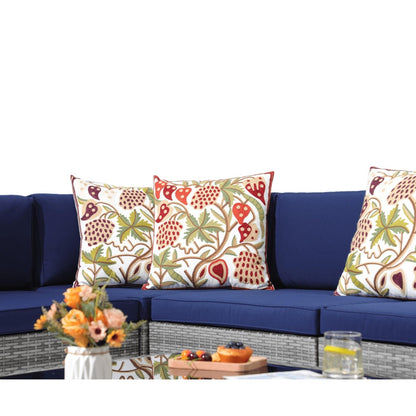 Set di 15 divani da giardino in vimini con braciere e tavolo