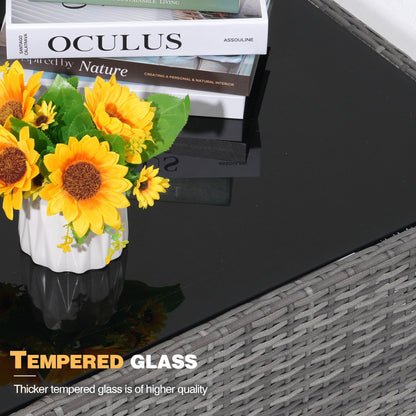 Set di 15 divani da giardino in vimini con braciere e tavolo