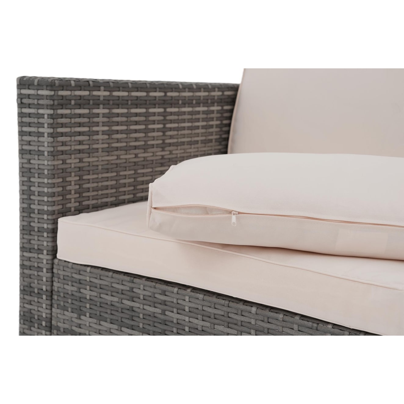 Set di 15 divani da giardino in vimini con braciere e tavolo