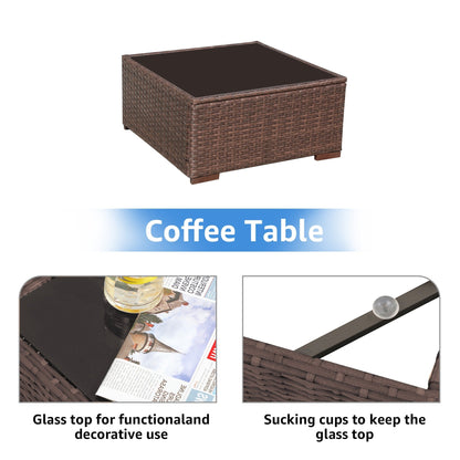 Set di 15 divani da giardino in vimini con braciere e tavolo