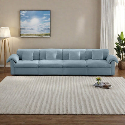 Divano oversize in velluto a 4 posti da 154,7 pollici con cuscini a forma di nuvola e sedili completamente contenitori