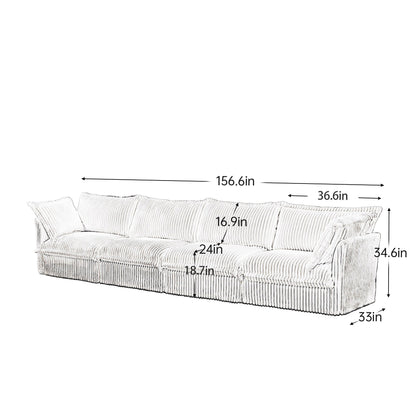 Divano 5 posti in velluto a coste 156.6 profondo per soggiorno e camera da letto