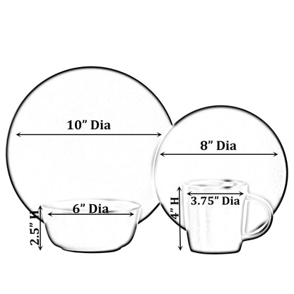 Set di stoviglie da 16 pezzi per 4 persone | Tazze, piatti da insalata e da portata e ciotole, resistenti a scheggiature e crepe, nero opaco