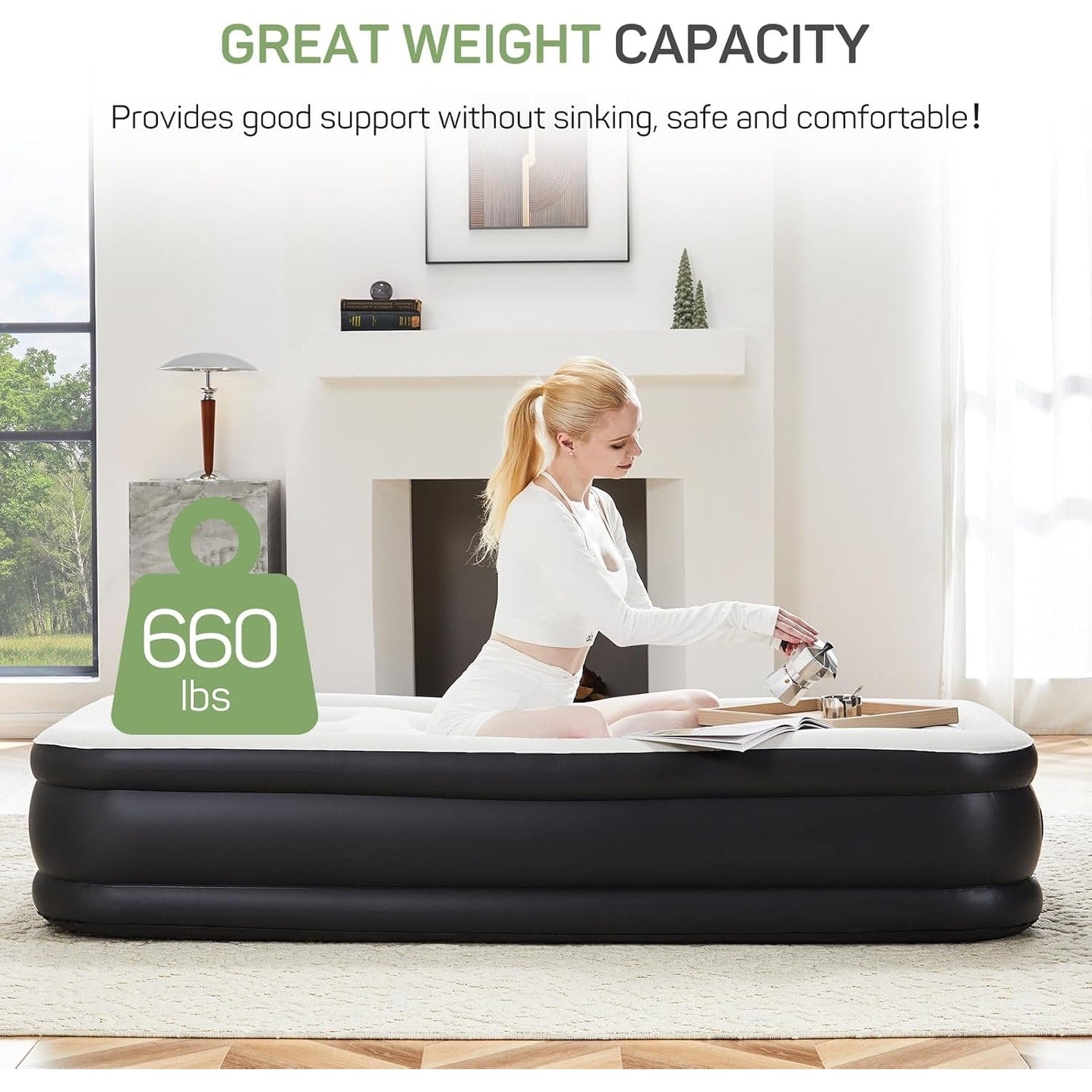 Materasso gonfiabile da campeggio portatile da 16 pollici con pompa integrata