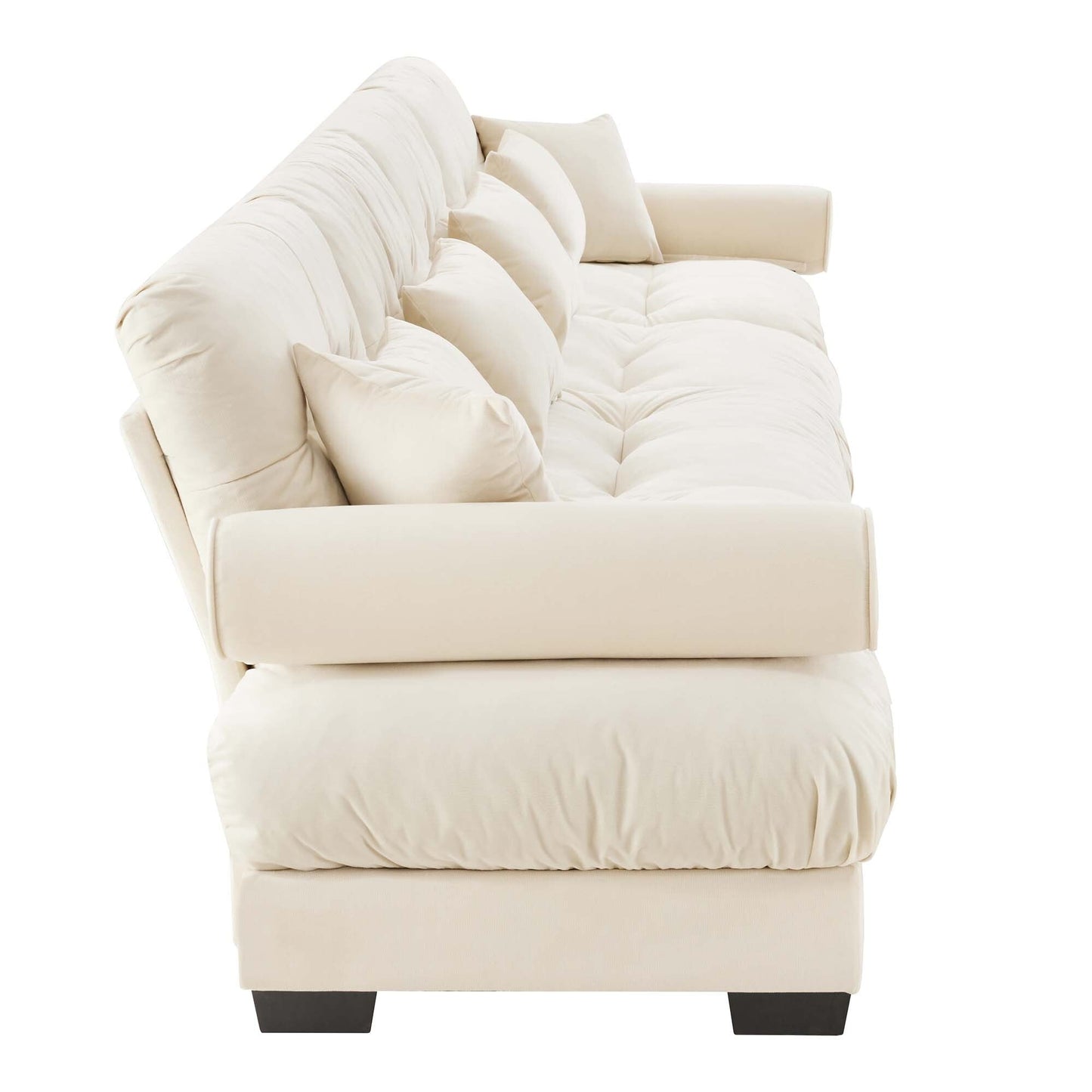 Divano 166Velvet a 4 posti con braccioli a rullo, cuscini in spugna ad alta resilienza