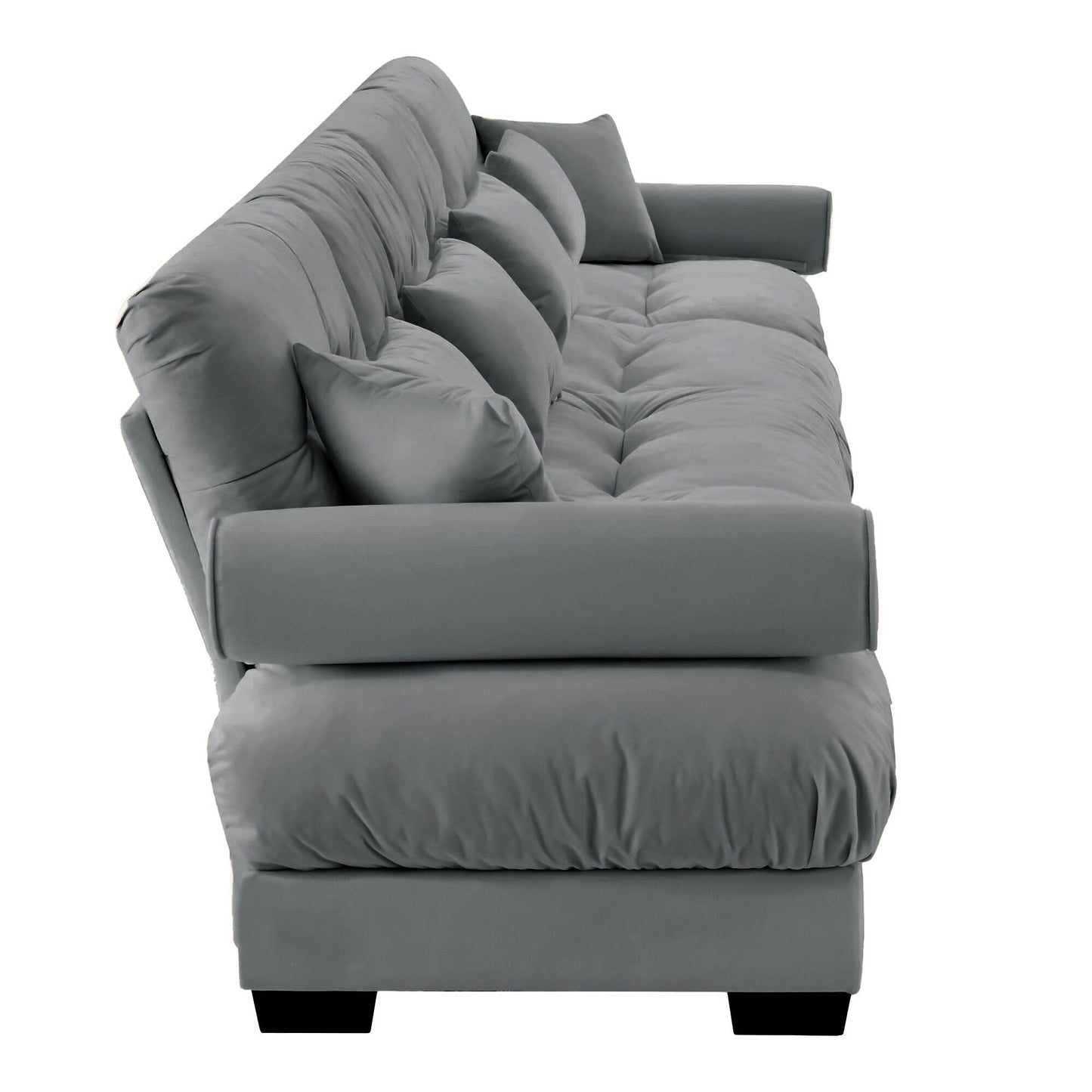 Divano 166Velvet a 4 posti con braccioli a rullo, cuscini in spugna ad alta resilienza