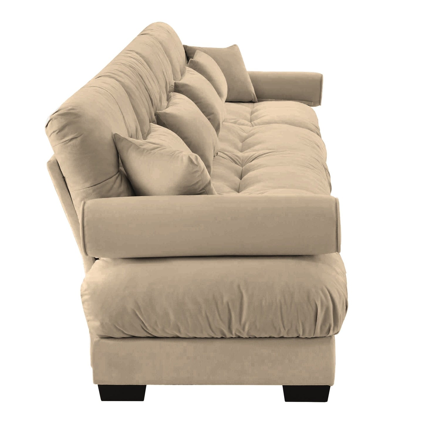 Divano 166Velvet a 4 posti con braccioli a rullo, cuscini in spugna ad alta resilienza