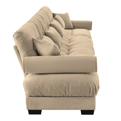 Divano 166Velvet a 4 posti con braccioli a rullo, cuscini in spugna ad alta resilienza