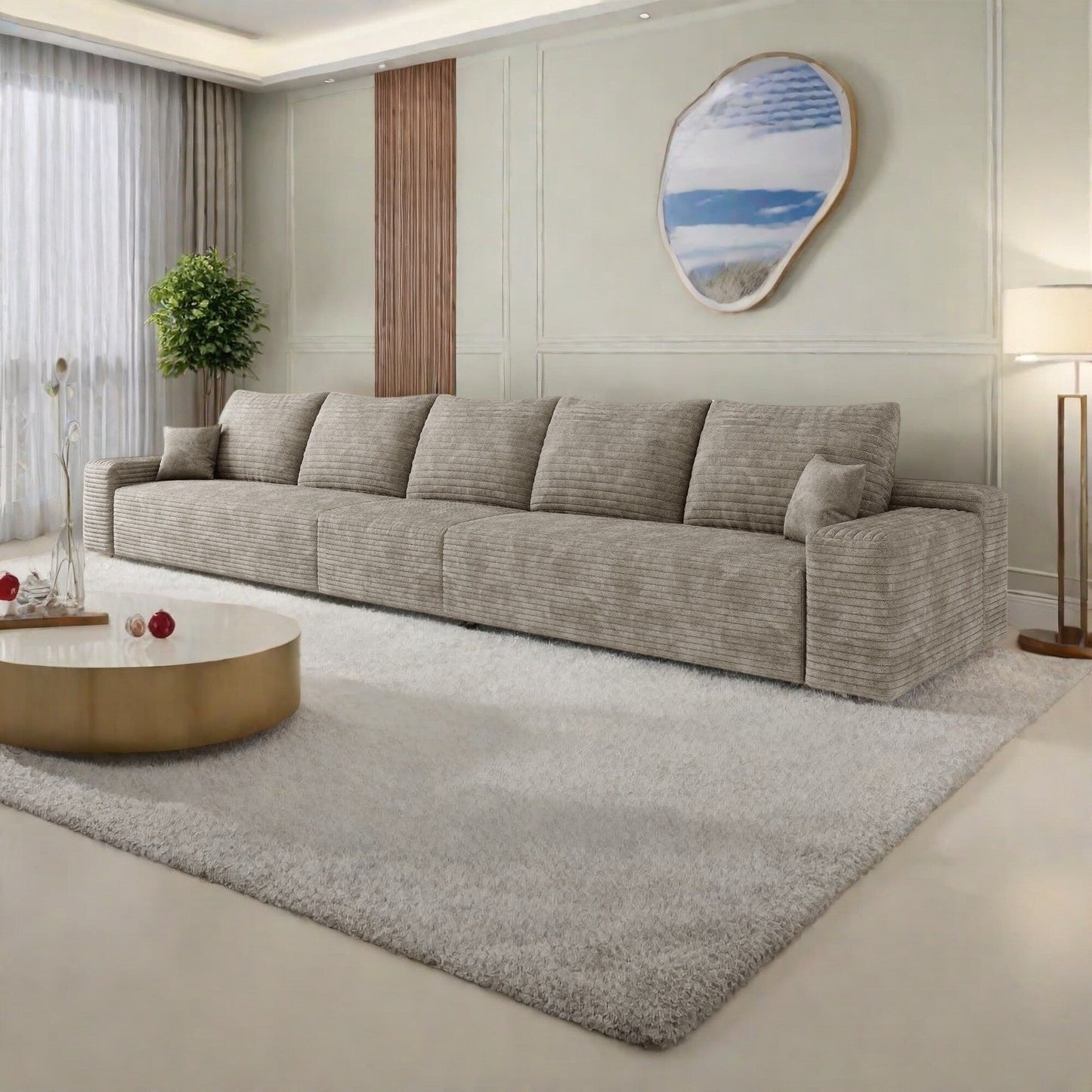 Divano 168Foam a 6 posti - Divano a nuvola in velluto a coste con poltrona reclinabile e schiuma ad alta resilienza