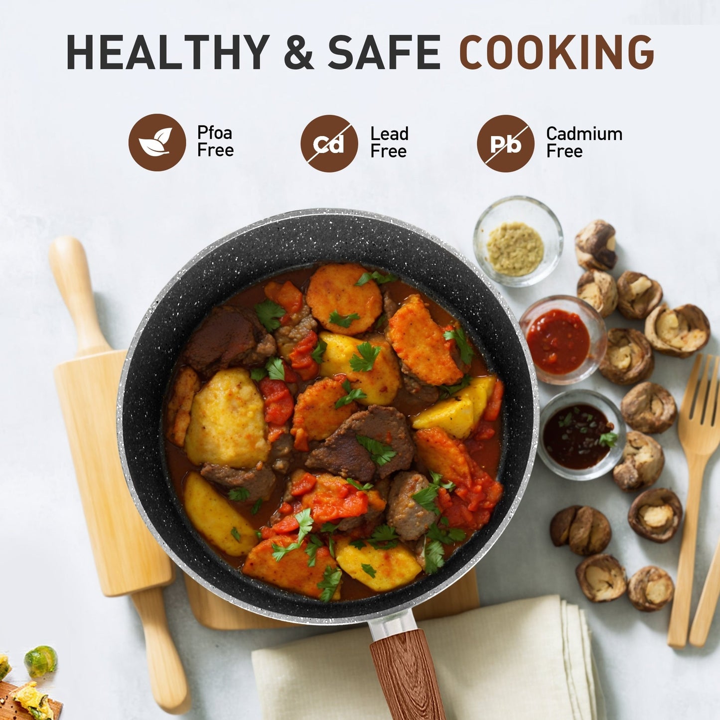 Set di pentole e padelle antiaderenti in granito da 17 pezzi