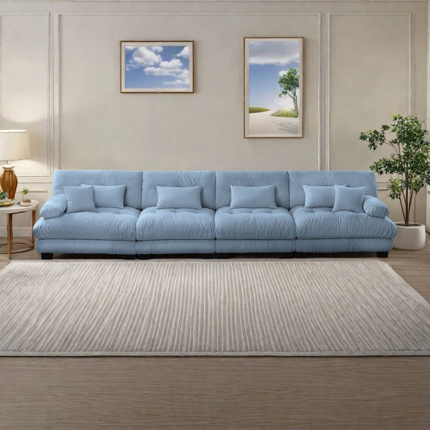 173.2 Ciniglia con braccioli a rullo, cuscini in spugna ad alta resilienza