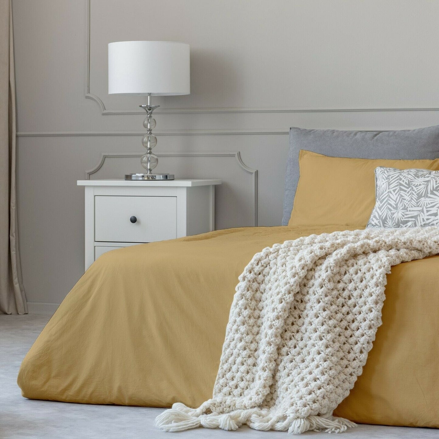 Set di lenzuola in cotone effetto 1800 con federe con tasca profonda, tutte le misure