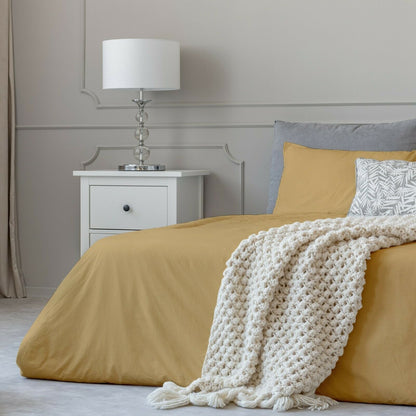 Set di lenzuola in cotone effetto 1800 con federe con tasca profonda, tutte le misure