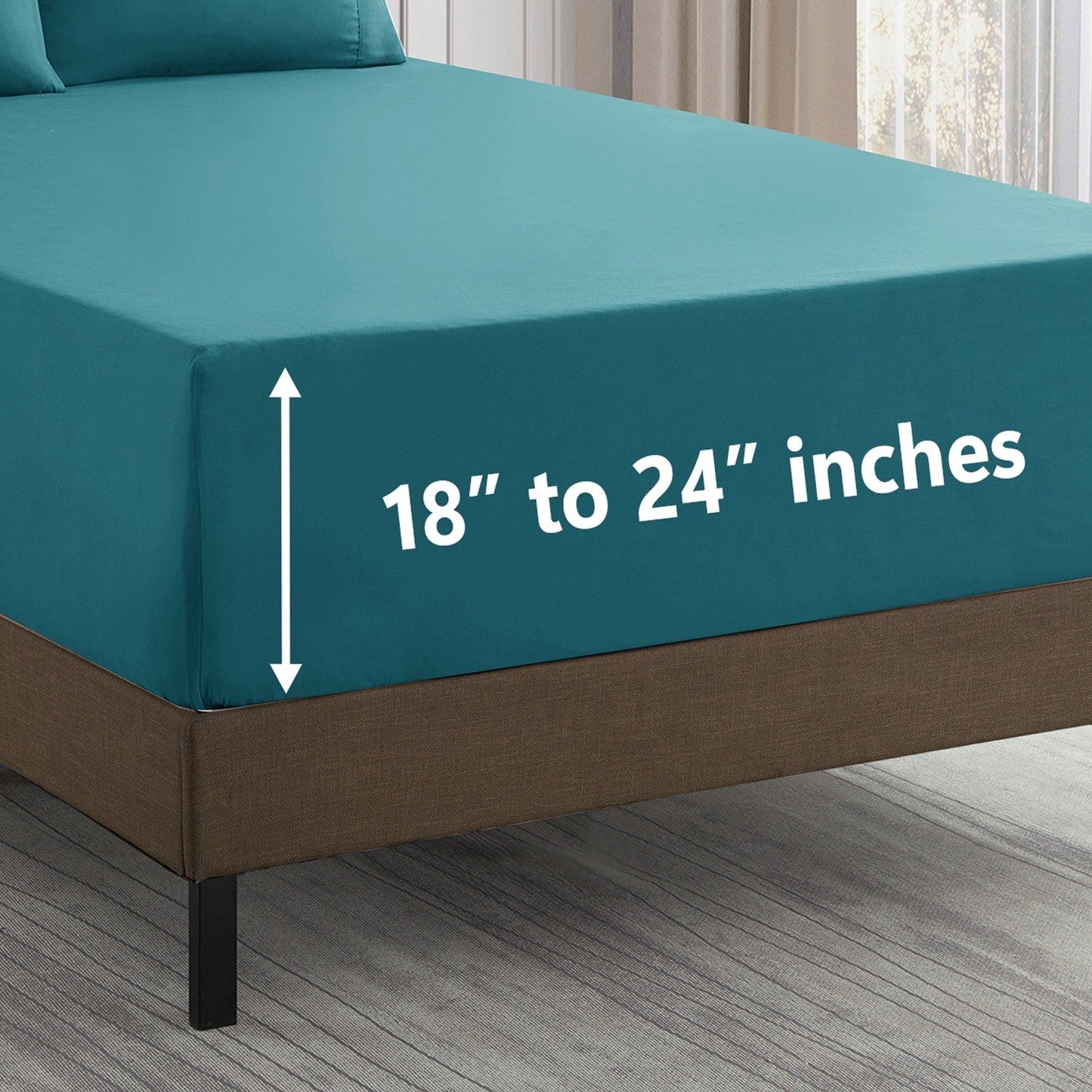 Set di lenzuola extra profonde da 24 tasche, 6 pezzi, serie 1500